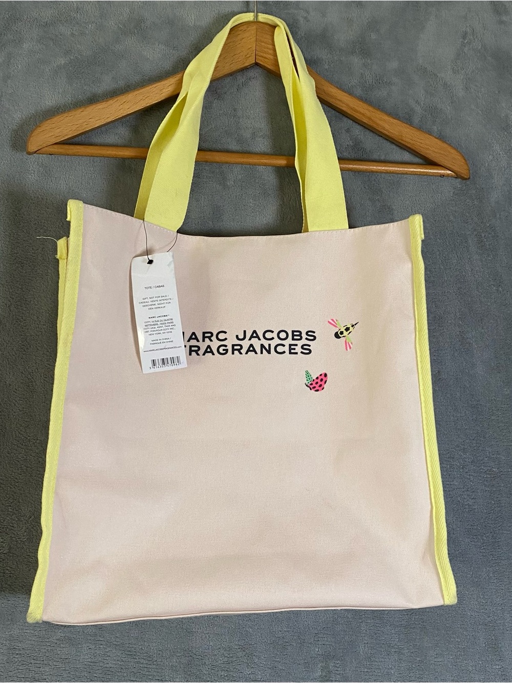 Marc Jacobs Fragrances‎ Pink and Yellow Canvas Tote Bag limited edition